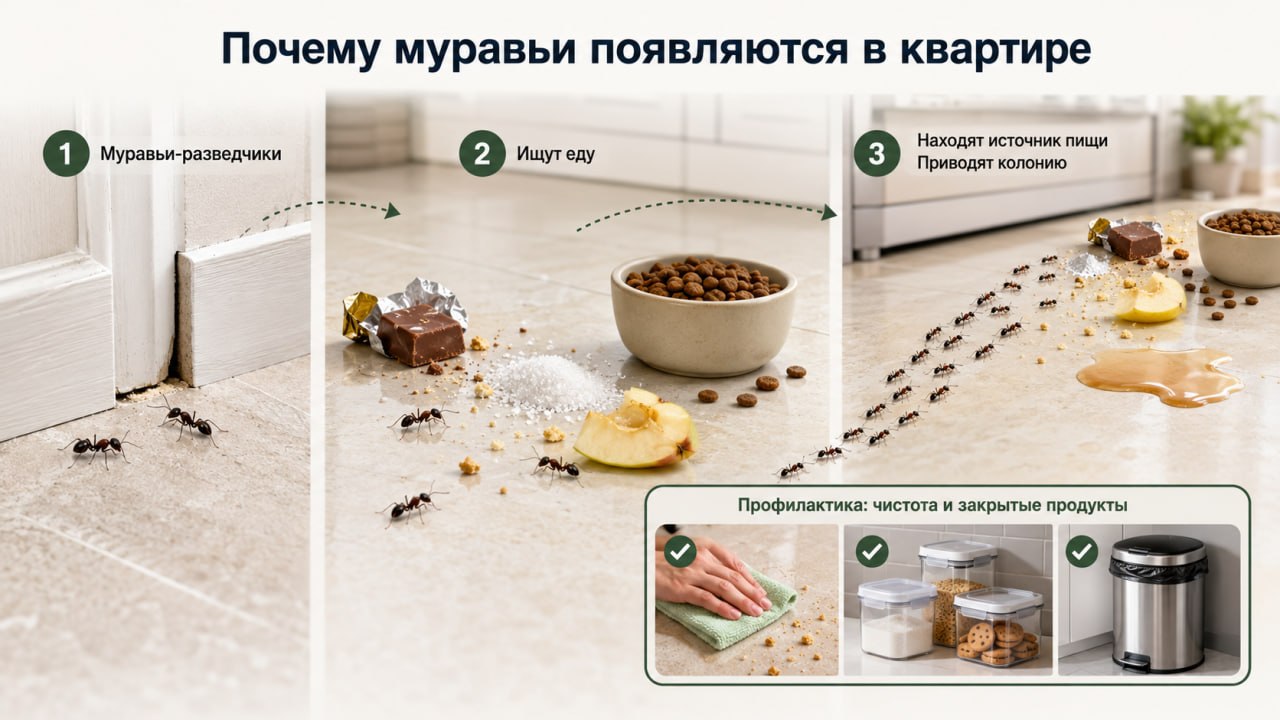 Почему муравьи появляются в квартире